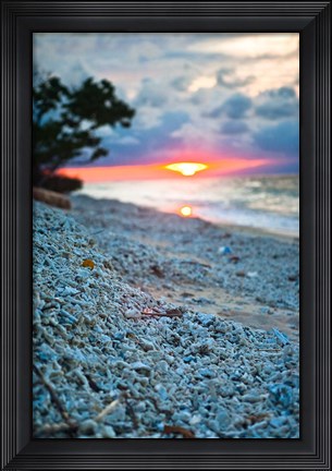 Framed Gili Islands, Indonesia, Sunset along the beach Print