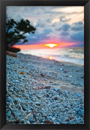 Framed Gili Islands, Indonesia, Sunset along the beach Print