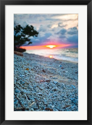 Framed Gili Islands, Indonesia, Sunset along the beach Print