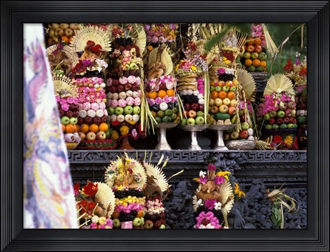 Framed Hindu Full Moon Ceremony at Pura Gubug Temple, Indonesia Print