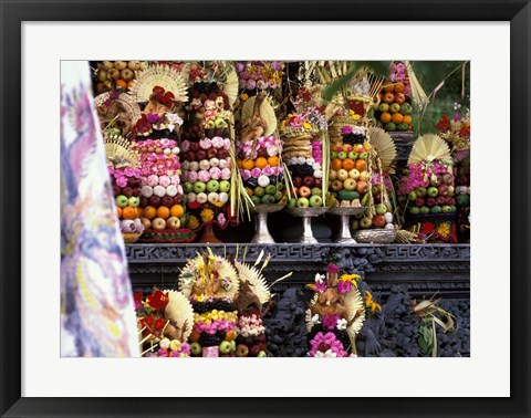 Framed Hindu Full Moon Ceremony at Pura Gubug Temple, Indonesia Print