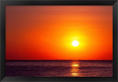 Framed Indonesia, Bali, Amed, Bali Sea with fishing boats Print