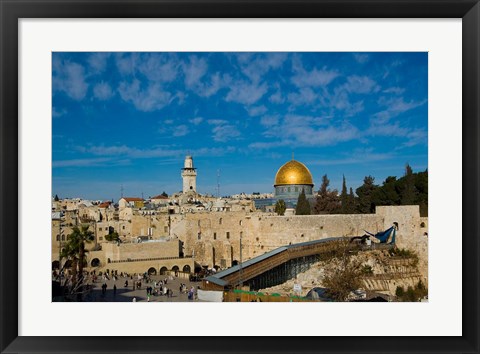 Framed Israel, Jerusalem, Western Wall and Dome of the Rock Print