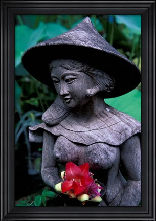 Framed Shrine of Buddha with Flower Decoration, Bali, Indonesia Print
