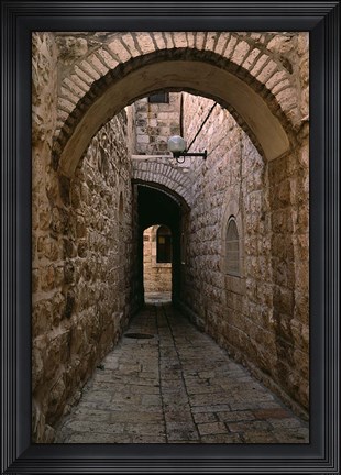 Framed Arch of Jerusalem Stone and Narrow Lane, Israel Print