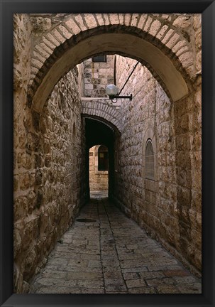 Framed Arch of Jerusalem Stone and Narrow Lane, Israel Print