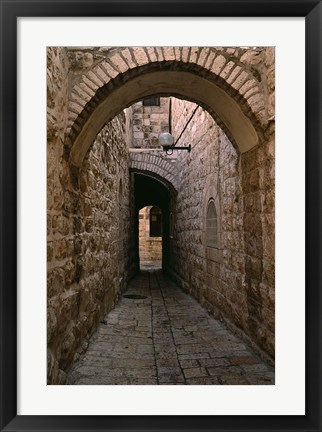 Framed Arch of Jerusalem Stone and Narrow Lane, Israel Print