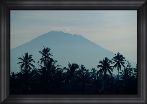 Framed Bali, Volcano Gunung Agung, palm trees Print