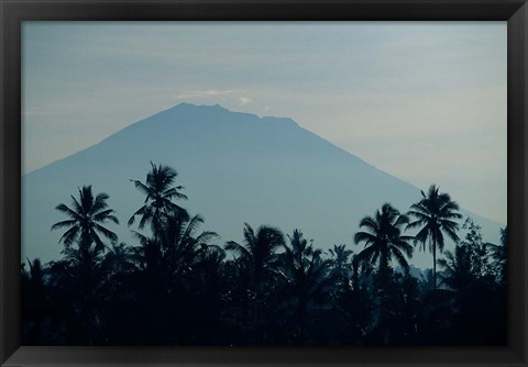 Framed Bali, Volcano Gunung Agung, palm trees Print