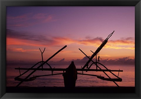 Framed Indonesia, Perahu, Doubleoutrigger fishing canoe Print