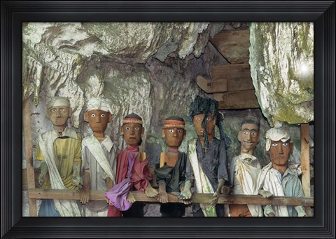 Framed Tau Tau, Effigies of Departed Nobles, Cave Tombs at Tampangallo Village,  Tana Toraja, Sulawesi, Indonesia Print
