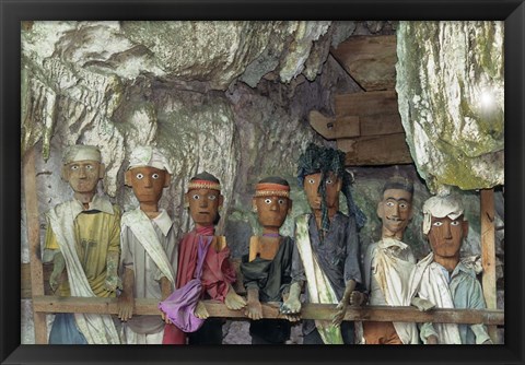 Framed Tau Tau, Effigies of Departed Nobles, Cave Tombs at Tampangallo Village,  Tana Toraja, Sulawesi, Indonesia Print