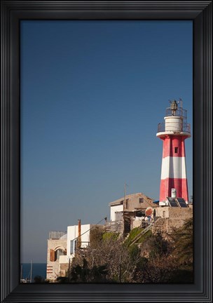 Framed Israel, Tel Aviv, Jaffa, Jaffa Old Port, lighthouse Print