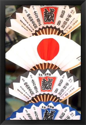 Framed Colorful Artwork on Fans, Kyoto, Japan Print