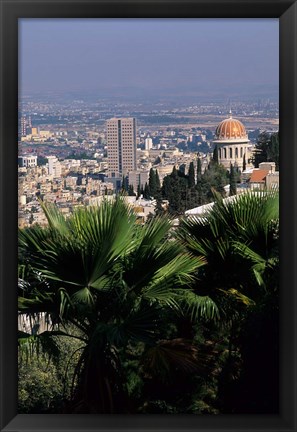 Framed Haifa Cityscape from Bahai Dome, Israel Print