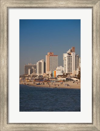 Framed Israel, Tel Aviv, beachfront hotels, late afternoon Print