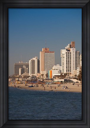 Framed Israel, Tel Aviv, beachfront hotels, late afternoon Print