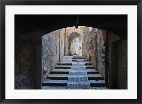 Framed Ancient street, old town, Jerusalem, Israel Print