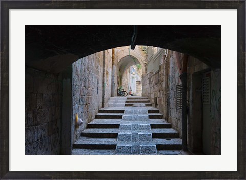Framed Ancient street, old town, Jerusalem, Israel Print