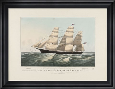 Framed Clipper Ship "Sovereign of the Seas", 1852 Print