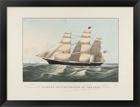 Framed Clipper Ship &quot;Sovereign of the Seas&quot;, 1852 Print