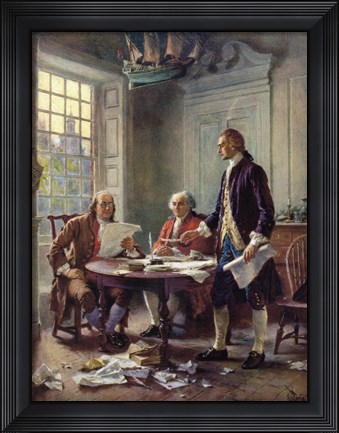 Framed Writing the Declaration of Independence, 1776 Print