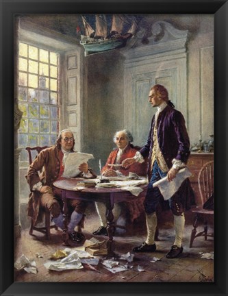 Framed Writing the Declaration of Independence, 1776 Print