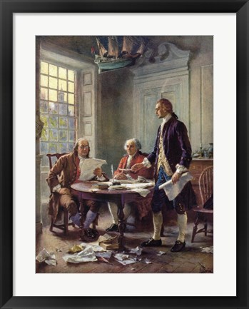 Framed Writing the Declaration of Independence, 1776 Print