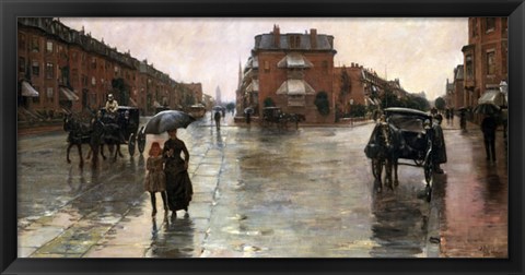 Framed Rainy Day, Boston, 1885 Print