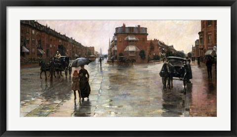 Framed Rainy Day, Boston, 1885 Print