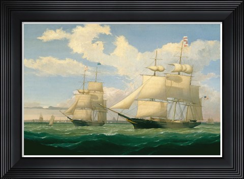 Framed Ships &quot;Winged Arrow&quot; and &quot;Southern Cross&quot; in Boston Harbor, 1853 Print