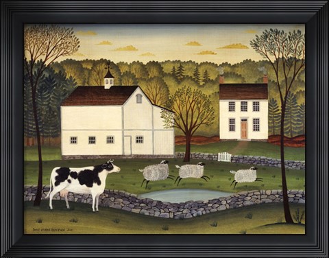 Framed White Farm Print