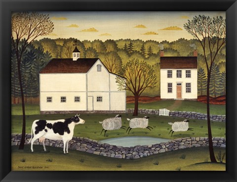 Framed White Farm Print