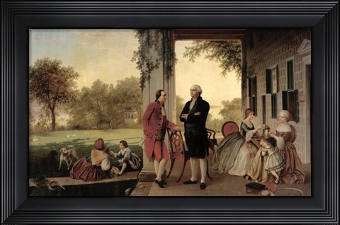 Framed Washington and Lafayette at Mount Vernon, 1784, 1859 Print