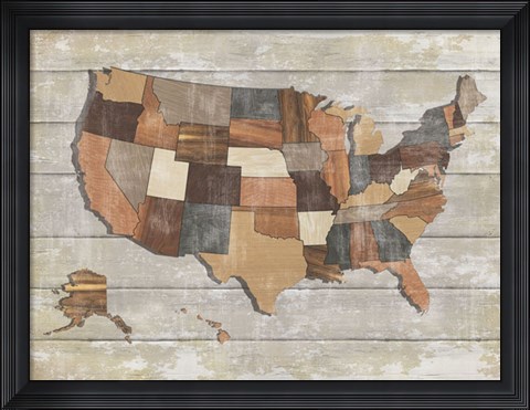 Framed Wood Map Print