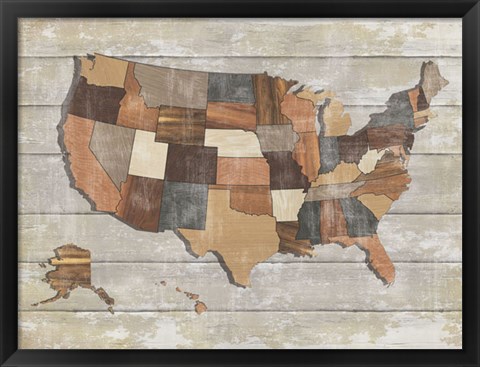 Framed Wood Map Print