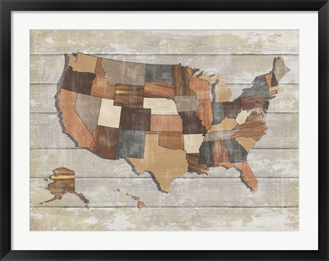 Framed Wood Map Print