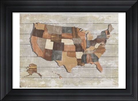 Framed Wood Map Print
