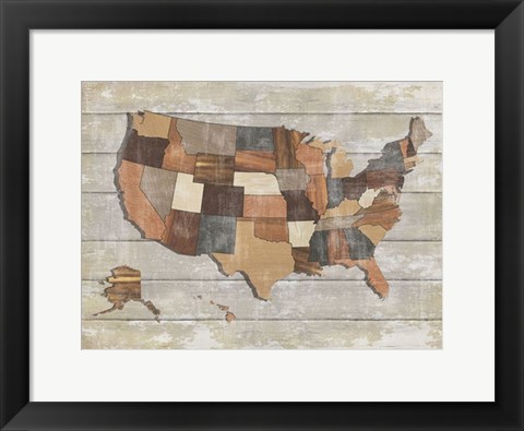 Framed Wood Map Print