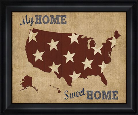 Framed My Home Sweet Home USA Map Print