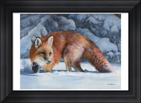 Framed Fox at the Pines Print