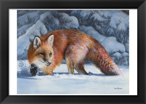 Framed Fox at the Pines Print