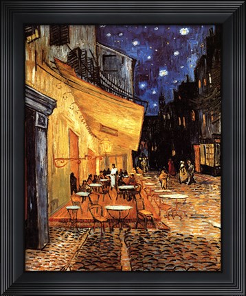 Framed Cafe Terrace on the Place du Forum, Arles, at Night, c.1888 Print
