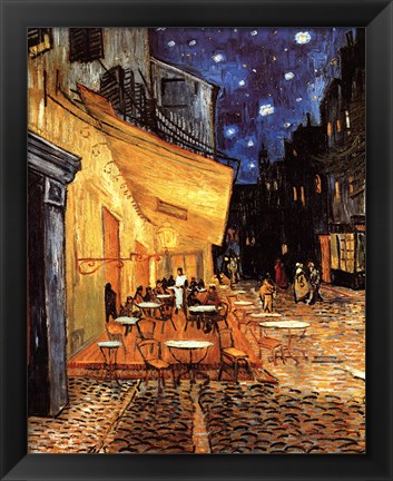 Framed Cafe Terrace on the Place du Forum, Arles, at Night, c.1888 Print