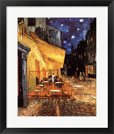 Framed Cafe Terrace on the Place du Forum, Arles, at Night, c.1888 Print