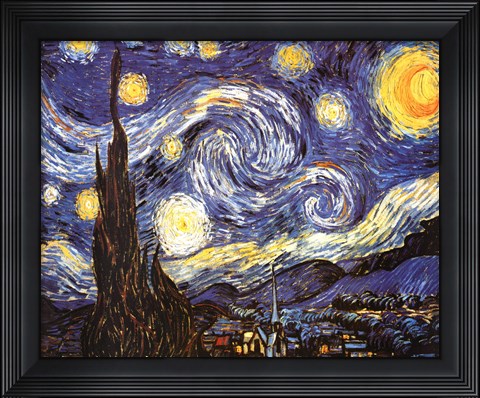 Framed Starry Night, c.1889 Print