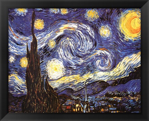 Framed Starry Night, c.1889 Print