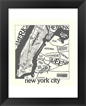 Framed New York Map Print