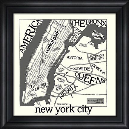 Framed New York Map Print