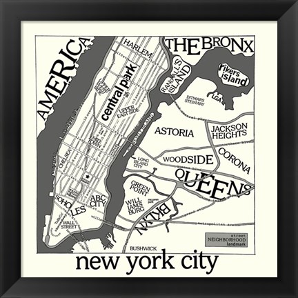 Framed New York Map Print